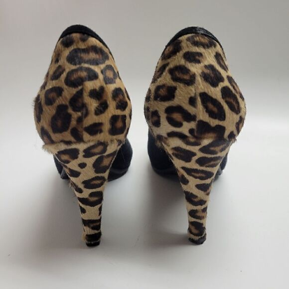Ron White Cowhide Cheetah Print & Black Suede All Day Heels - Picture 5 of 10